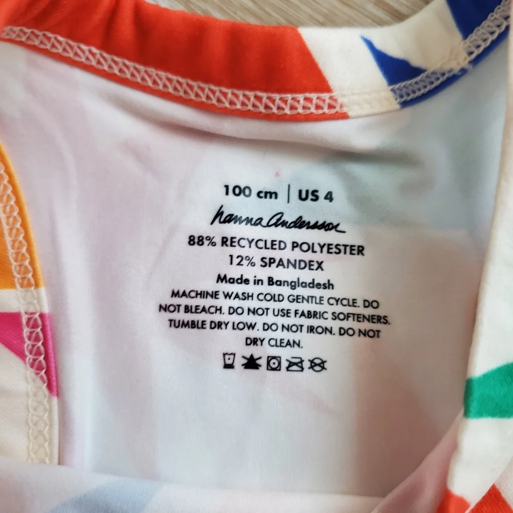 Hanna Andersson Girls Active MadeForSun Printed UV Dress Drop Waist Star sz4